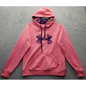 Under Armour Storm Hoodie Women Medium Pink Fleece Lined Colorway Patterned Logo